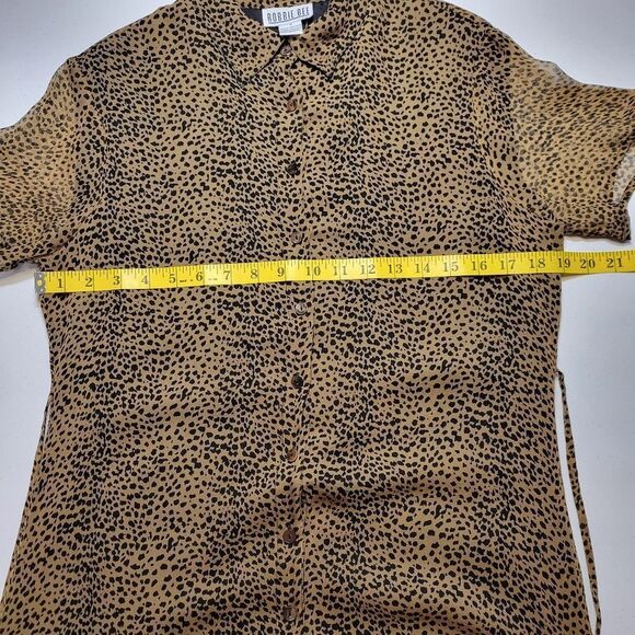Robbie Bee Vintage Silk Leopard Print Long Sheer Shirt Dress - Picture 11 of 12